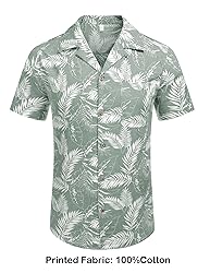 COOFANDY Men Linen Aloha Shirts Button Up