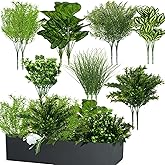 Doment 15Pcs Outdoor Artificial Plants UV Resistant Fake Plastic Greenery Spring Grass for Outside Yard Front Porch Patio Window Box Planter Basket Decor (Yellow Green)