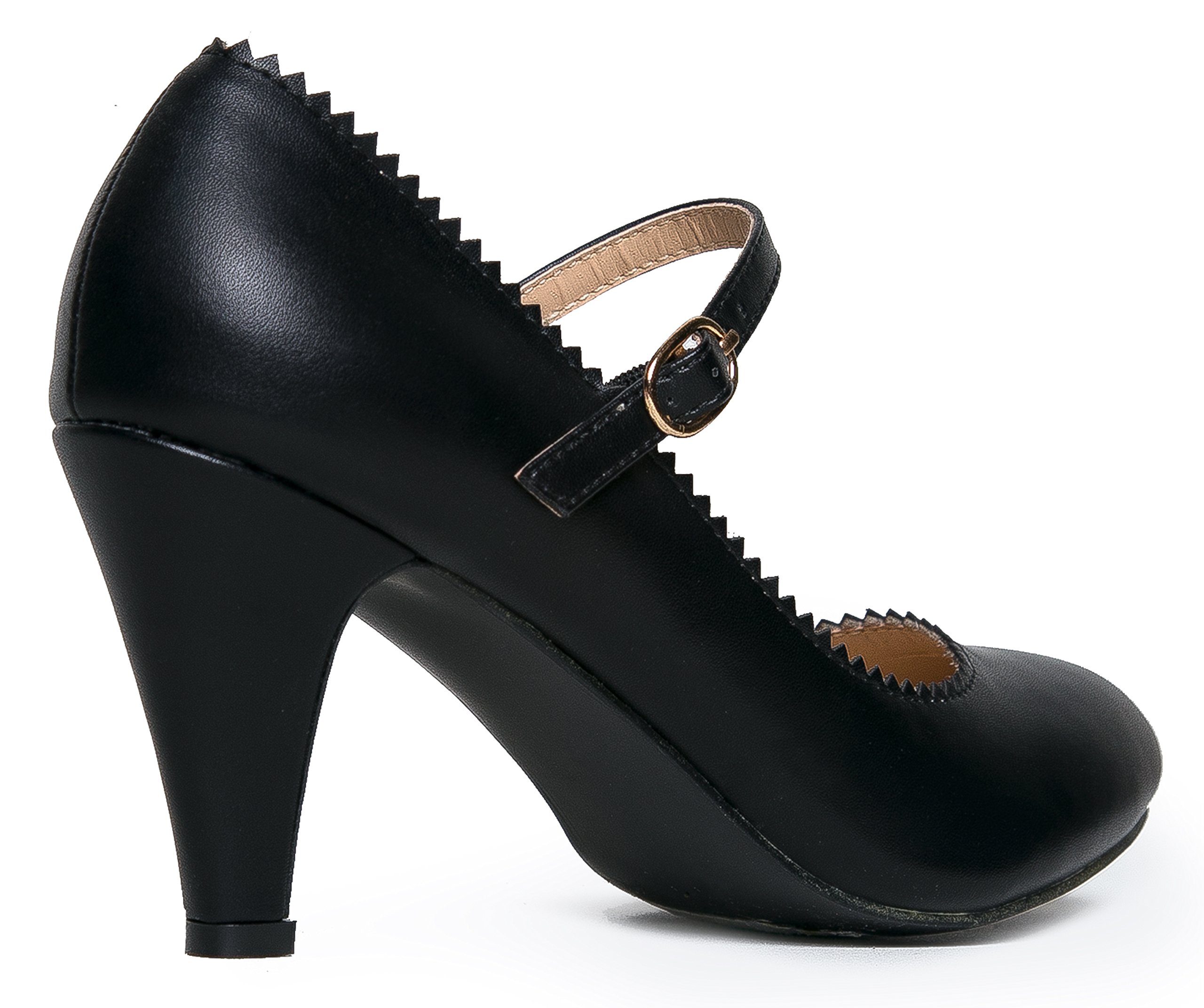 J. Adams Honey Heels for Women - Round Toe Scalloped Edge Retro Mary Jane Pumps - Vintage Mary Jane Heels for Women - Image 4
