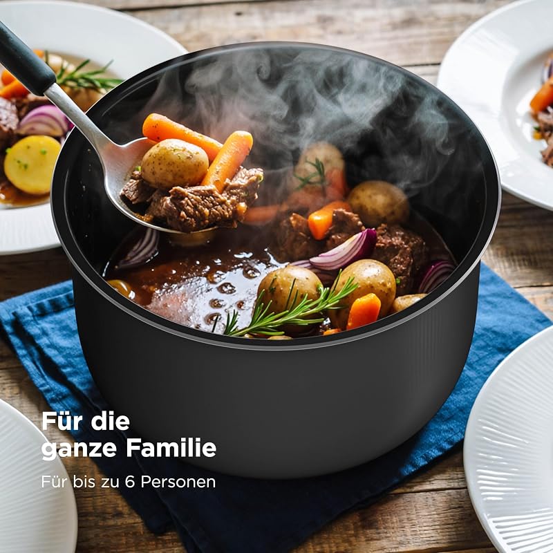 HyperHeat 9-in-1 Schnellkochtopf & Reiskocher, 6 L, Schwarz