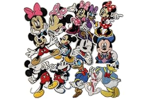MUBAL 12pcs Cute Kids Cartoon Mouse Embroidery Patches Iron on/Sew on Anime Applique Embroidered Repair Patch Fashion Accessories Collection Gifts for Clothing Jacket Jeans Backpack Hat Vests
