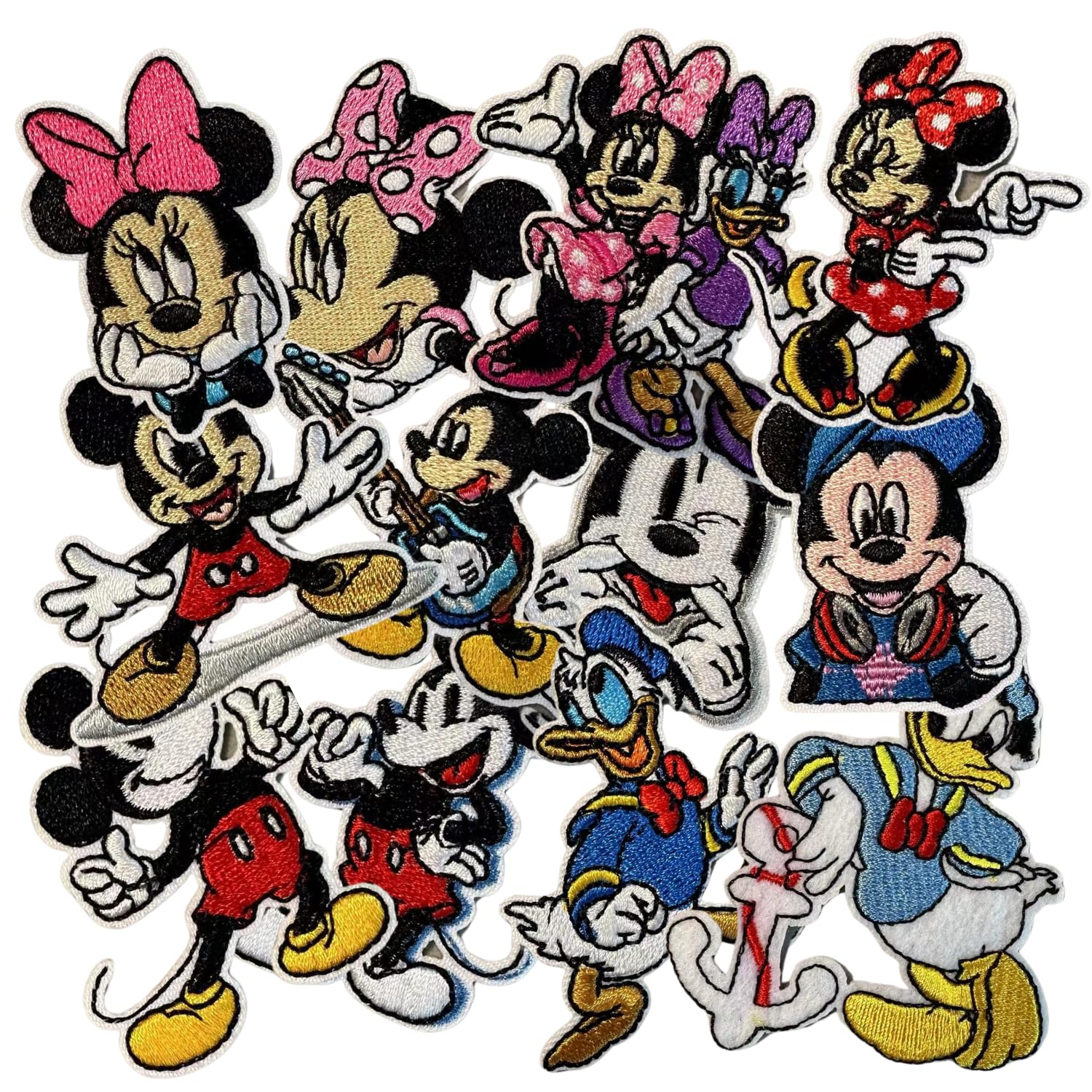 Photo 1 of 12pcs Cute Kids Cartoon Mouse Embroidery Patches Iron on/Sew on Anime Applique Embroidered Repair Patch Fashion Accessories Collection Gifts for Clothing Jacket Jeans Backpack Hat Vests