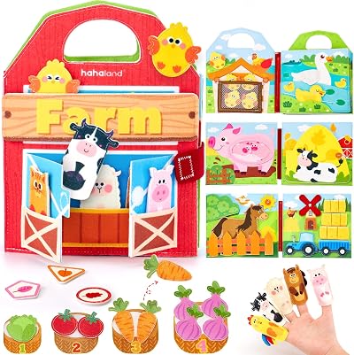 Hahaland Montessori Busy Book 15-in-1 Sensory Board for Toddlers 1+ Year