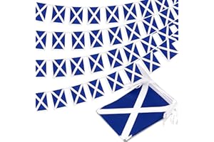 MVPRING Scotland String Flag Pennant Banner, Small Mini Scottish Flags Bunting Banner, St. Andrew's Day National Country Decoration for School, Party, Sports Events, Patriotic Festival, 33 Feet 30 Flags
