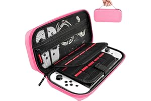 daydayup Carrying case for Nintendo Switch/ Switch OLED - Pink Protective Hard Portable Travel case Shell Pouch for Console & Accessories