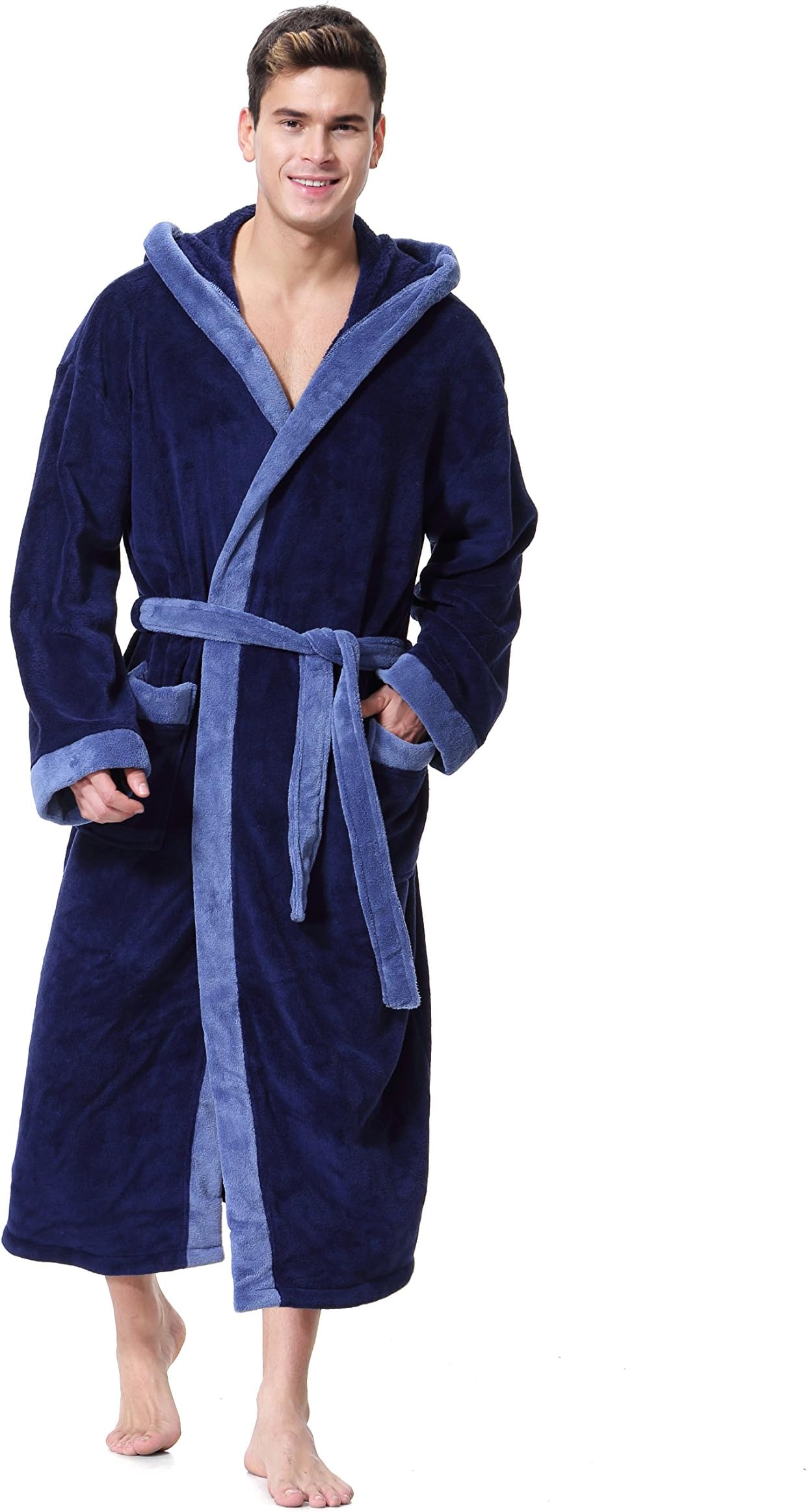 COSMOZ Premium Bathrobe for Men and Women Soft Coral Fleece Dressing Gown