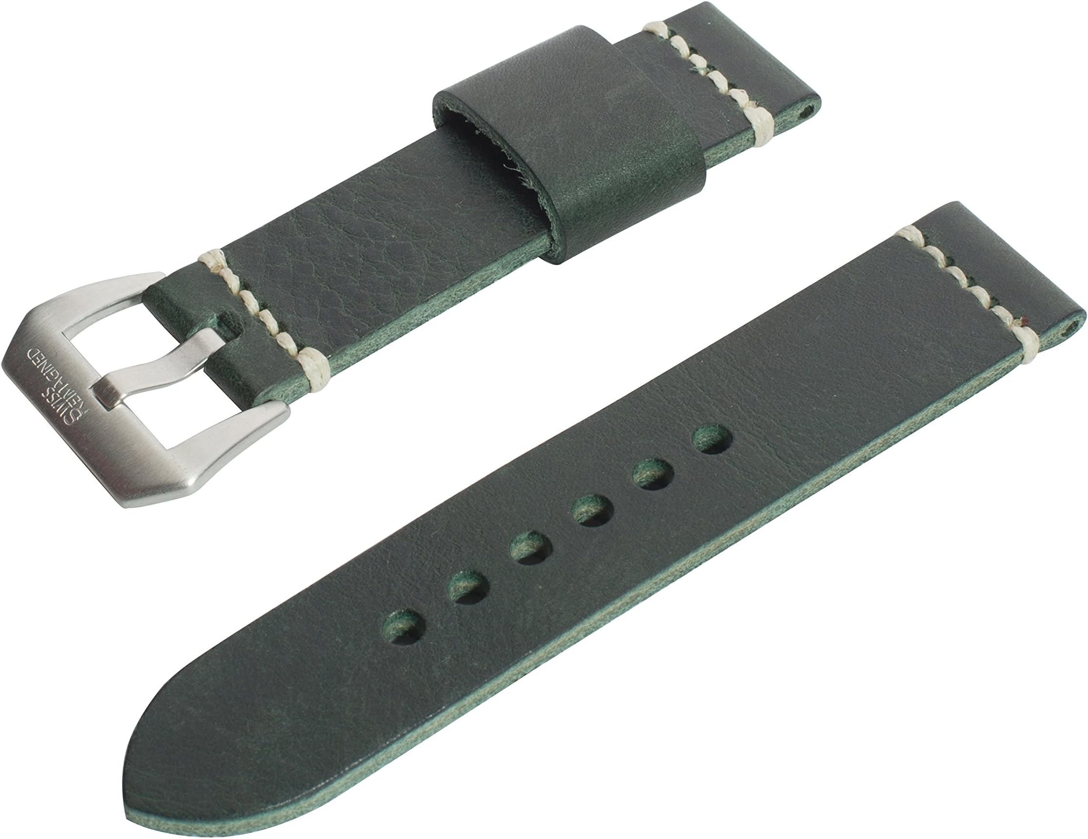 Genuine Full Grain Leather Watch Band Strap - Choice of Color and Width - 20mm, 22mm or 24mm
