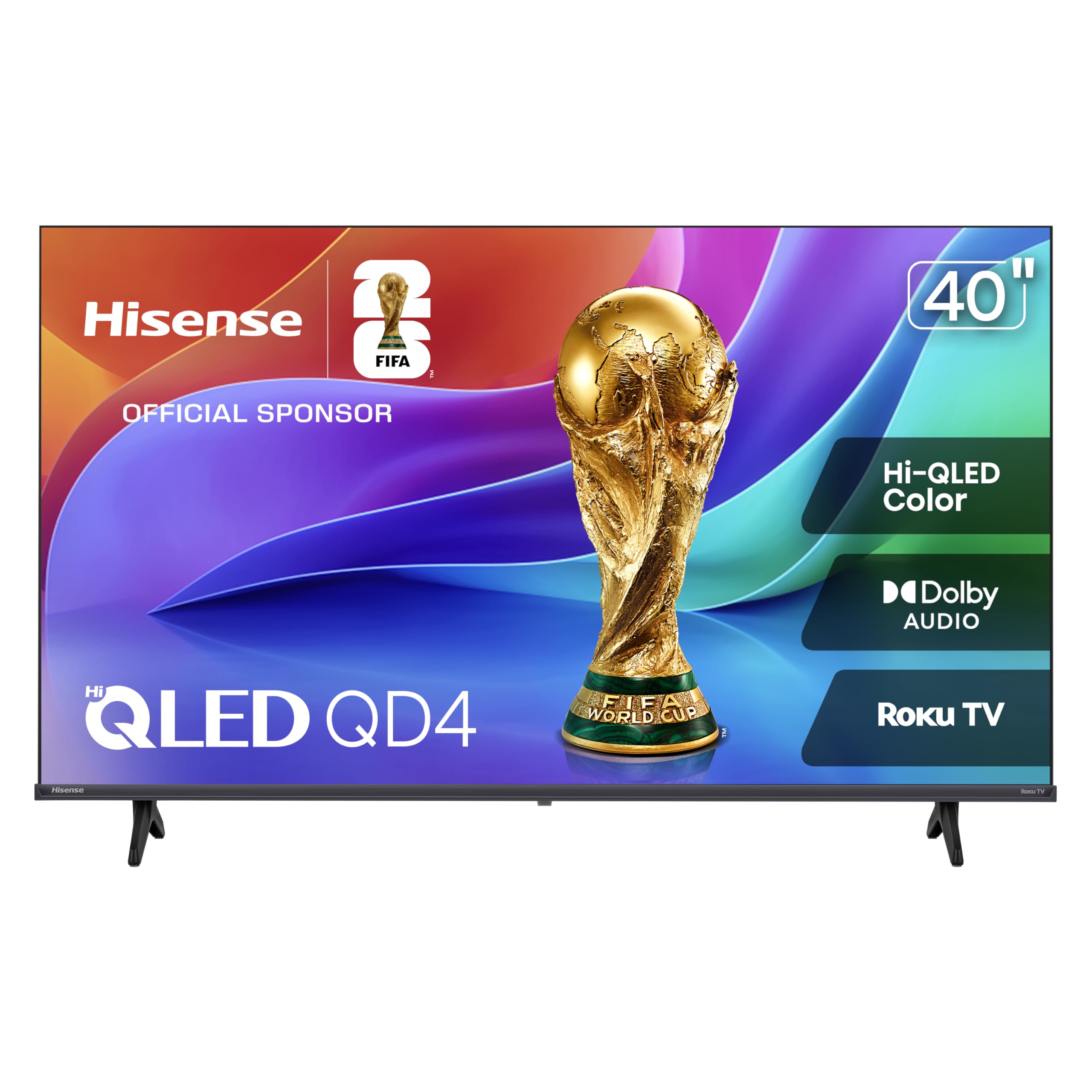 Hisense 40" Inch QD4 Series Hi-QLED FHD Smart Roku TV – Hi-QLED Color, Dolby Audio, Works with Alexa, Full Array LED, Slim Bezel Design (40QD4SR, 2026 New)