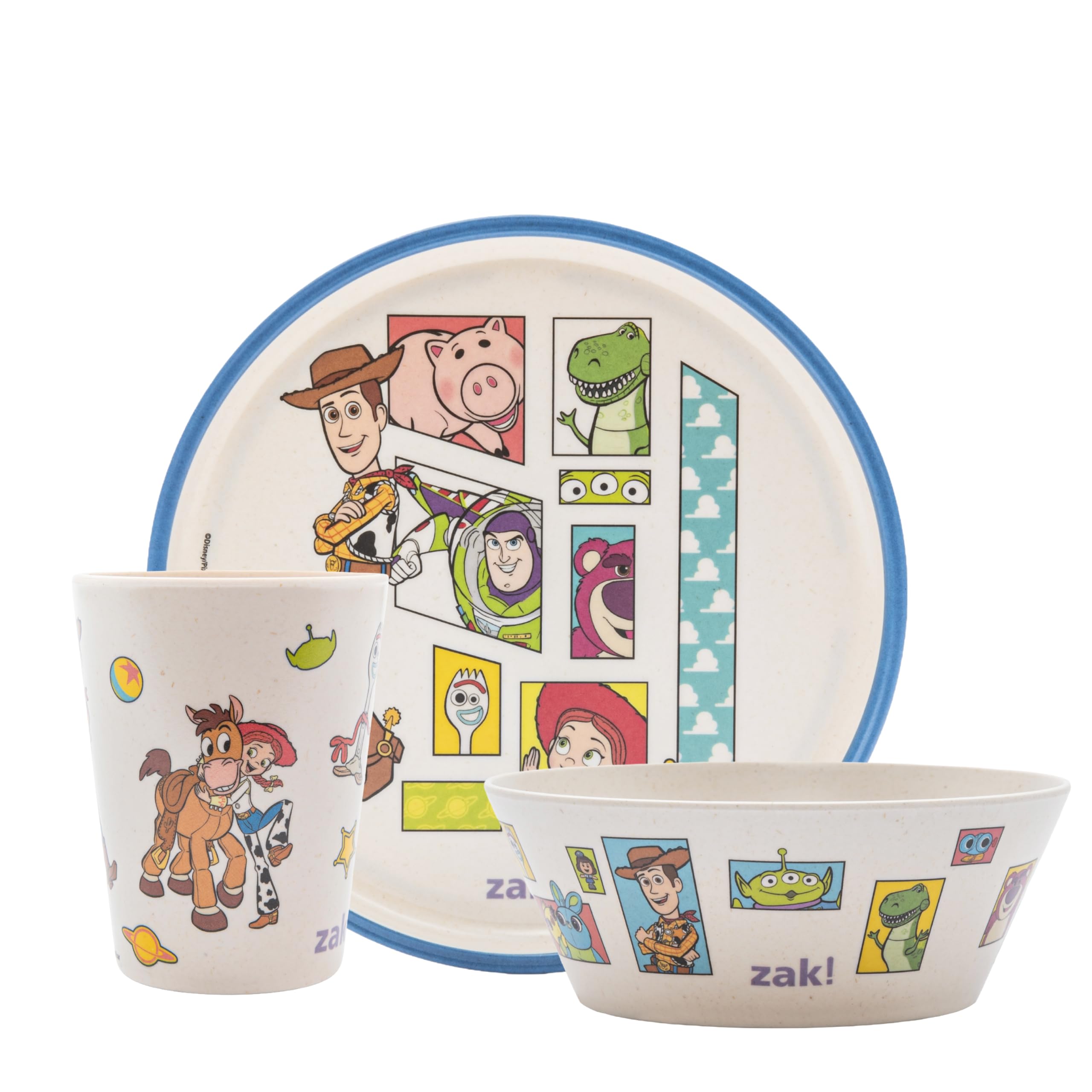 Zak Designs Disney Toy Story Kids Dinnerware Plate Bowl & Tumbler, 3-Piece | BPA Free, Plastic, Dishwasher Safe, Reuseable, E