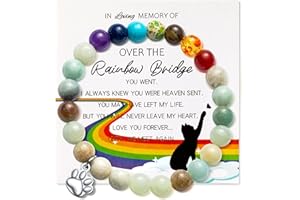 CJiangpo Rainbow Bridge Cat Bracelets Memorial Gifts, Pet Bracelet with Cat Paw Charm Remembrance Cards Colorful Bracelet Cats Memorial Gift Loss of Pet Sympathy Jewelry Gifts for Cat Lovers Friends