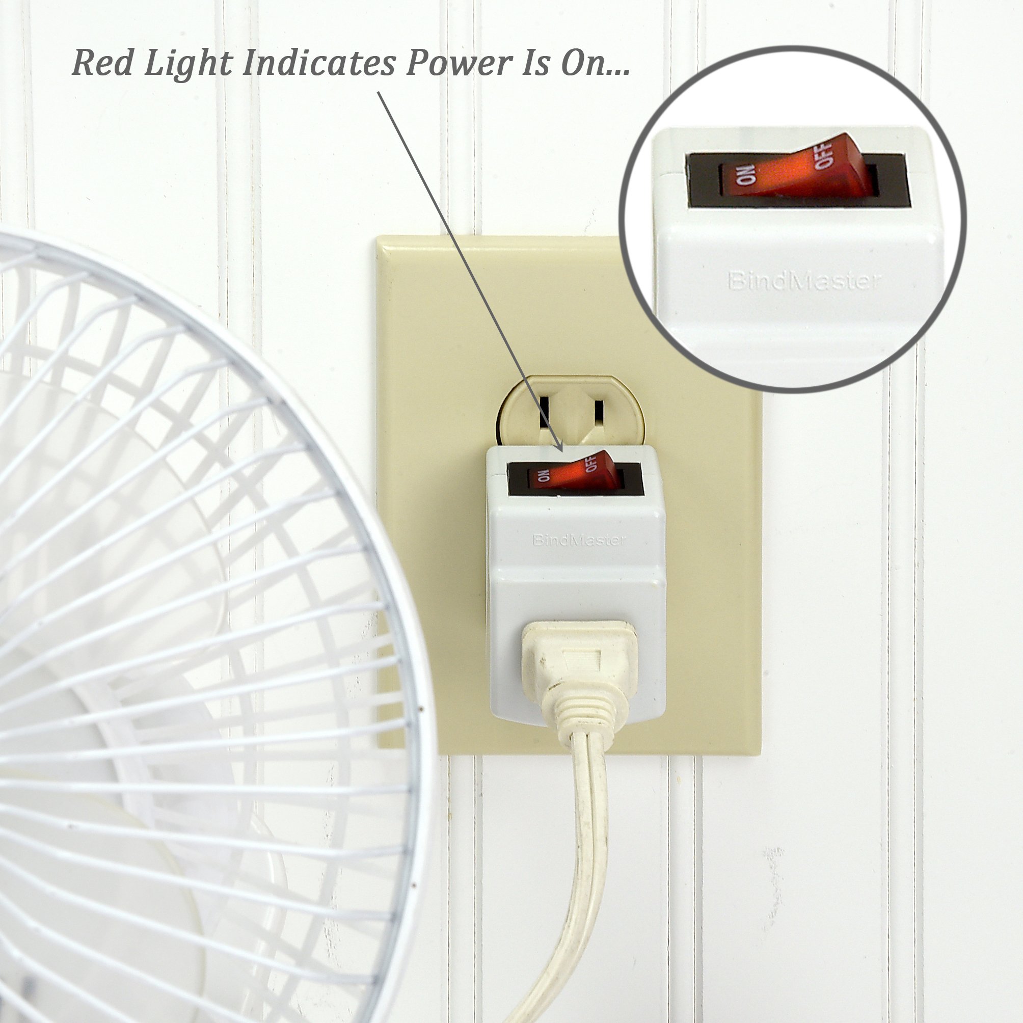 BindMaster 3 Prong Grounded Single Port Power Adapter with Red