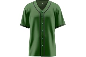 Aizqaoalk Baseball Jersey for Men,Blank Baseball Jerseys Shirts Short Sleeve Hip Hop Sports Casual Button-Down Uniforms