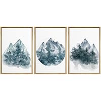 SIGNWIN 3 Piece Framed Canvas Wall Art Abstract Mountain Canvas Prints Home Artwork Decoration for Living Room,Bedroom - 16