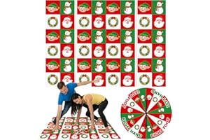 Capoda 2 Pcs Christmas Party Game Christmas Twist Poses Mat with Spinner Xmas Party Twisting Yoga Poses Floor Mat Spinner for Holiday Family Classroom School Activity