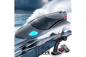 VOD VISUAL Remote Control Boat with LED Light,rc Jet Boat,35KM/H Remote Control Speed for Kids with 2 Batteries, 2.4GHz RC for Adults, Summer Water Toys Birthday Gifts