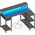 SUPERJARE L Shaped Desk With Power Outlets, Computer Desk