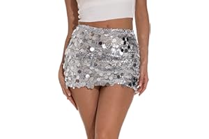 GUANYY Sequin Skirt for Women Sexy Pencil Mini Skirt Disco Party Club Sparkly Skirts Going Out