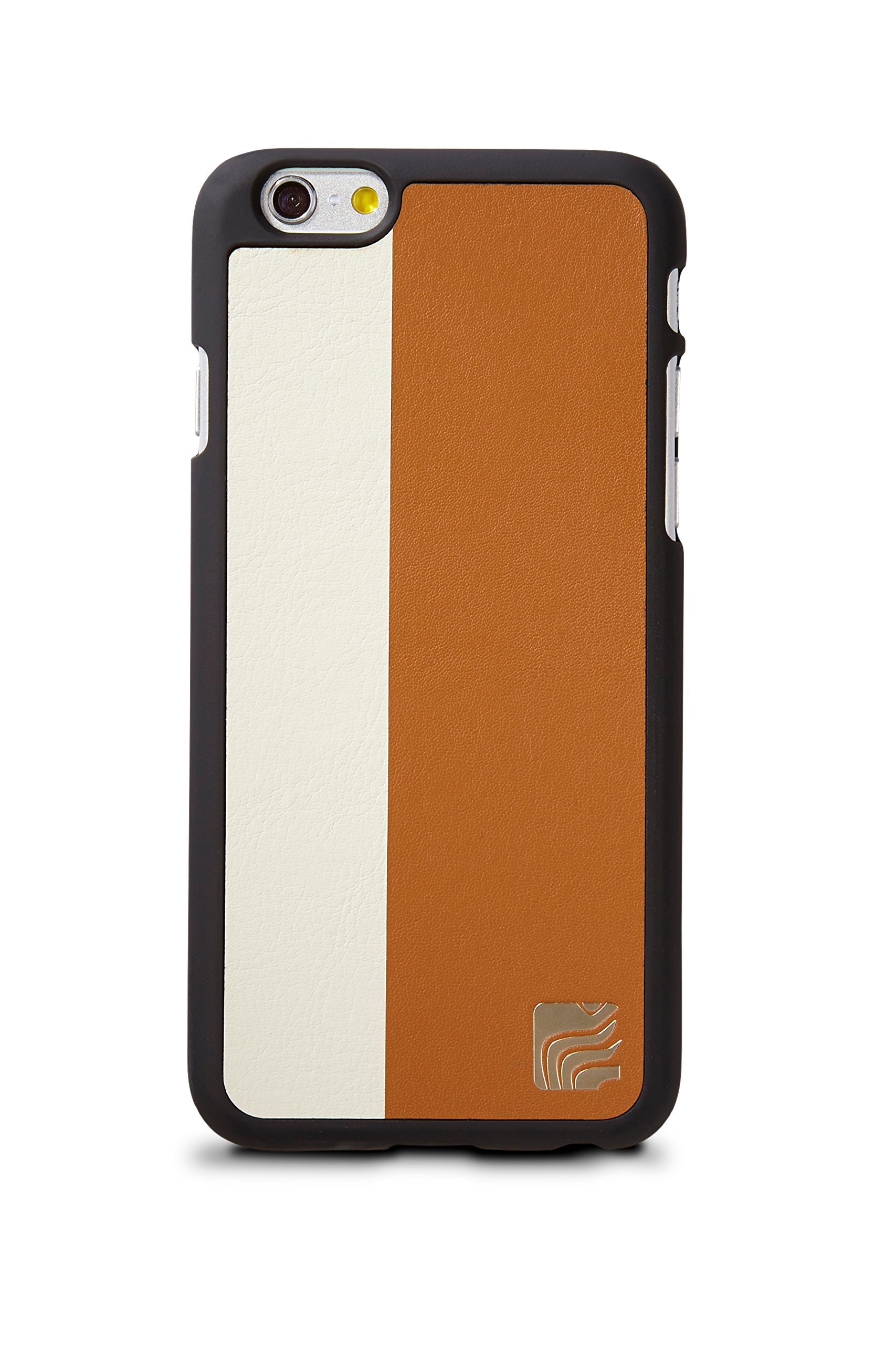 Maroo - Snap-On Leather Cover Case for iPhone 6/6s - Light Brown/White — image 1
