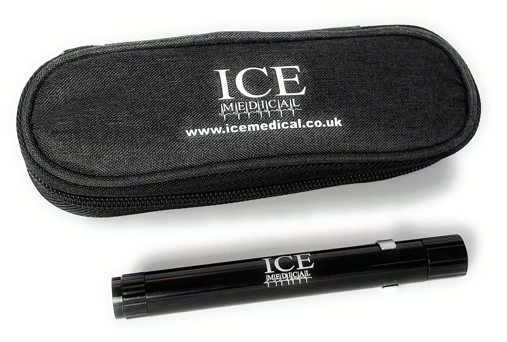 ICE Medical New LED Nurses Penlight/Pentorch Pocket Torch Light Reusable with Pocket Clip for Pupil Exam Doctor Paramedic (Black, 1 x with Case)