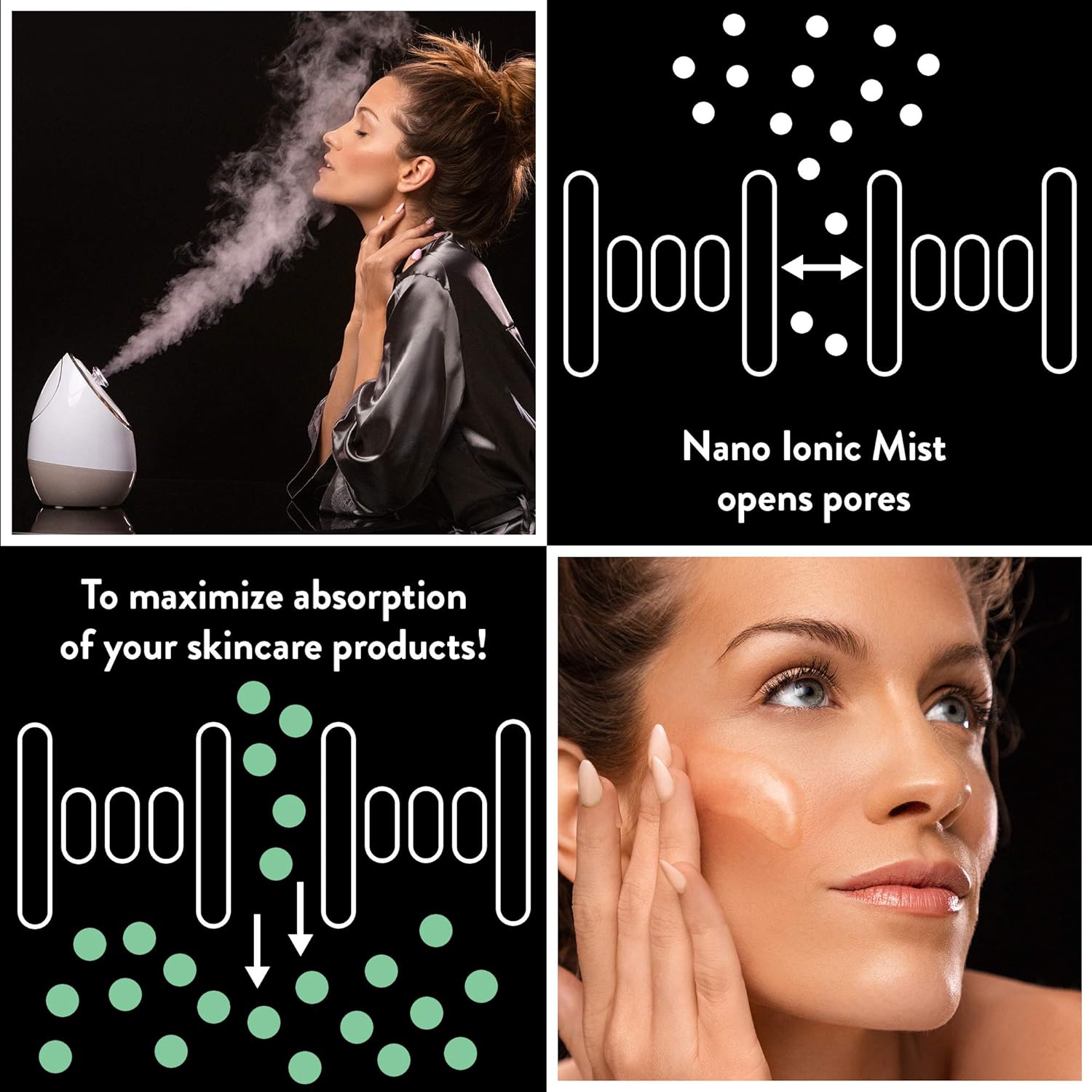 Facial Steamer SPA+ by Microderm GLO - Best Professional Nano Ionic Warm Mist, Home Face Sauna, Portable Humidifier Machine, Deep Clean & Tighten Skin, Daily Hydration for Maximum Serum Absorption: Beauty
