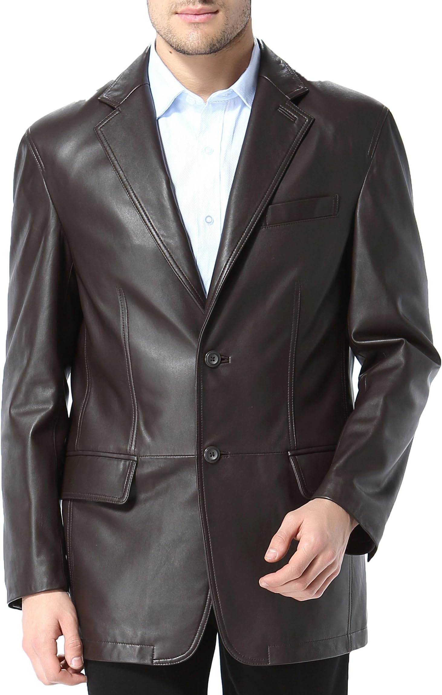 Airborne Leathers Mens Two-Button Lambskin Leather Blazer