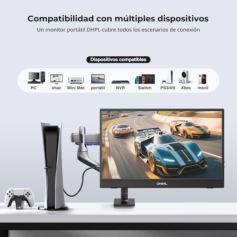 Monitor portátil 15,6 pulgadas Pantalla FHD 1080P IPS Altavoz incorporados Interfaz USB-C/HDMI Pantalla portátil para portátil, PC, Mac, móvil y consolas juegos funda protectora incluida