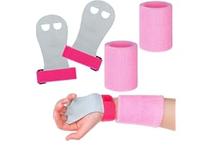 Civaner 2 Gymnastics Grips Wristbands Sets Pink Gymnastic Hand Grips Protection and Wrist Support Sports Accessories for Workout Exercise Basketball Tennis Football