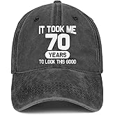Traqueu 70th Birthday Gifts for Men Women 70 Year Old Gifts Decorations Took Me 70 Years to Look This Good Washed Cotton Hat