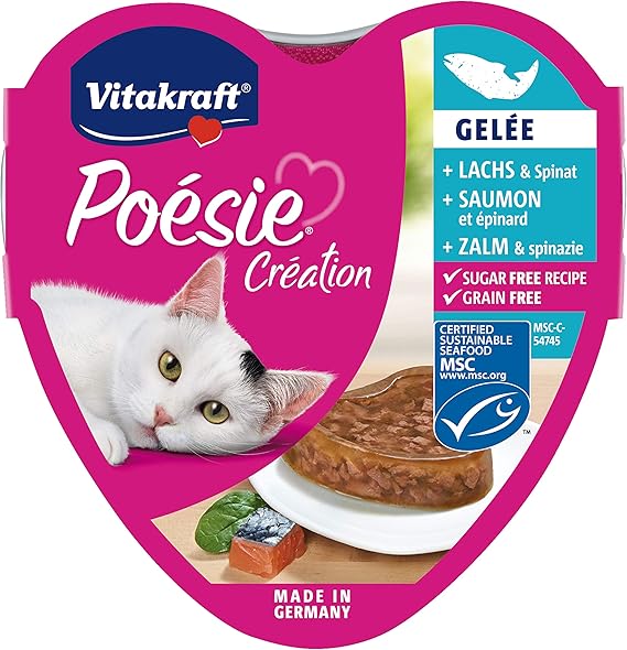 Vitakraft Creation Saumon Et Epinard En Gelee Poesie Lot De 15 Barquettes Amazon Fr Animalerie