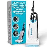 Simplicity Vacuums Premium Allergy Upright Vacuum Cleaner – Multi-Surface Bagged Vacuum Cleaner for Home with Charcoal HEPA Filter Media, Powerful Pet Hair Pickup, Brushroll Activation Switch, S26