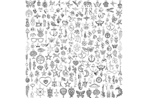 JIALEEY 200 PCS Wholesale Bulk Lots Jewelry Making Charms Mixed Smooth Tibetan Silver Metal Charms Pendants DIY for Necklace Bracelet Jewelry Making and Crafting