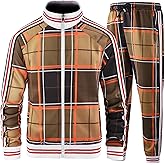 Aeeleire Track Suits for Men Set Plaid Tracksuit Mens Sweatsuits 2 Piece Sport Jogger Sweat Suits Clothes Jogging Outfits