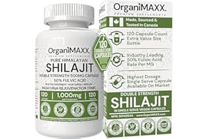 Shilajit 500mg 25:1 Extract 25,000mg (DHE) PER SINGLE CAPSULE 50% Fulvic Acid 120 Capsule Value Size Bottle Highest Potency P