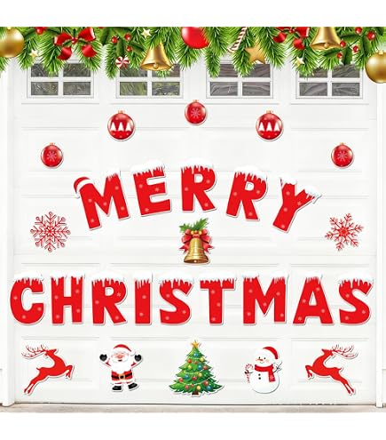 30 Pack Large Christmas Garage Door Magnets - 8.3 Inch Santa, Snowman, Reindeer Waterproof Decor For Garage & Car