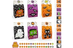 BYHOO Halloween Treat Bags Thickened, 24 PCS Spooky Candy Bags and Goodie Bags for Kids, Ideal Gift Bags for Parties and Halloween Trick or Treating Fun