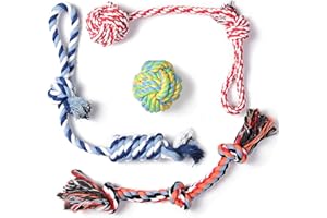 Fida Dog Rope Toys 4 Pack, Puppy Teething Sturdy Cotton Chew Tug Ropes Indoor/Outdoor, Exercise Interactive Tug O'War Toys Set for Boredom Small-Meidum Dogs
