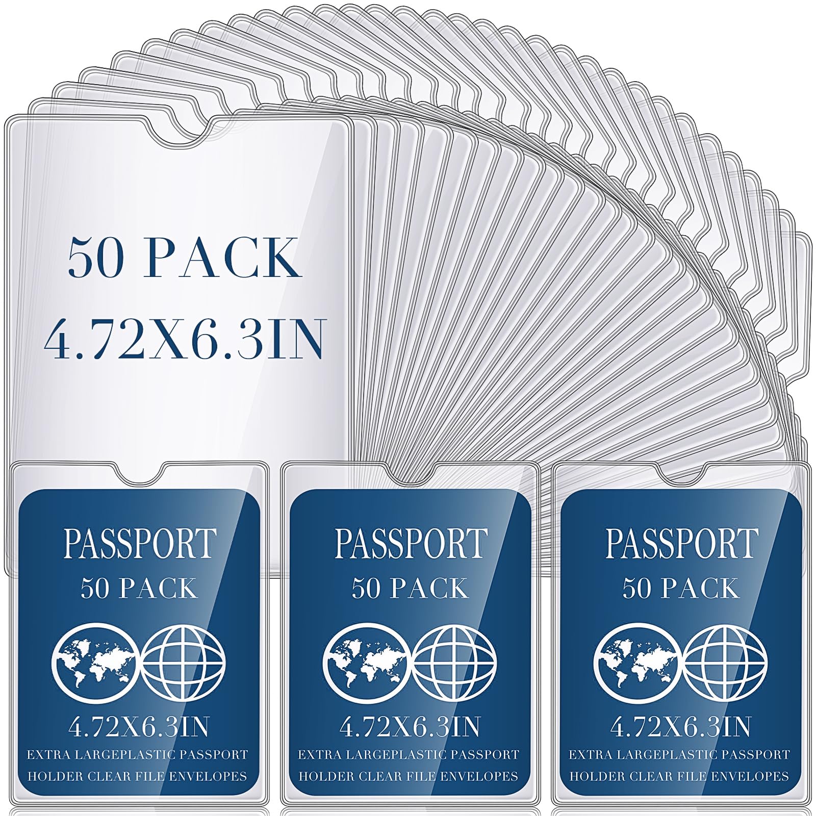 Photo 1 of Patelai 4x 6in Passport Holder with Thumb Notch PVC Plastic Cash Budget Envelopes,clear File Envelopes Bulk,holds up to 30 Sheets, for Office Travel Storage(50 Pack)