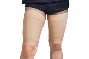 KEKING Thigh Compression Sleeves (Pair), Unisex, Hamstring Compression Sleeve for Quad & Groin Pain Relief & Recovery, Thigh Brace & Wrap Great for Running Sports & Injury, Upper Leg Sleeves Beige XL