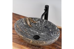 MIDUSO One-of-a-Kind River Stone Vessel Sink – Handcrafted Natural Sink – Elegant Oval Sink for Luxury Bathrooms – Unique and Rare Stone, Choose Your Design Under 'Color' Options