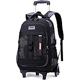 Camo Boys Rolling Backpacks for Kids School, Capacity Wheeled Bookbags Elementary School Bags Back Packs with 6 Wheels