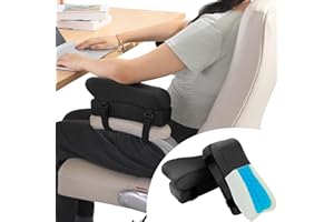 MABOZOO Gel Ergonomic Office Chair Arm Pads, Set of 2 Height Adjustable Arm Pads for Elbows Forearms Pressure Relief, Office Chair Cushion (Black)