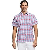 Izod Mens Short Sleeve Madras Button Down Shirt