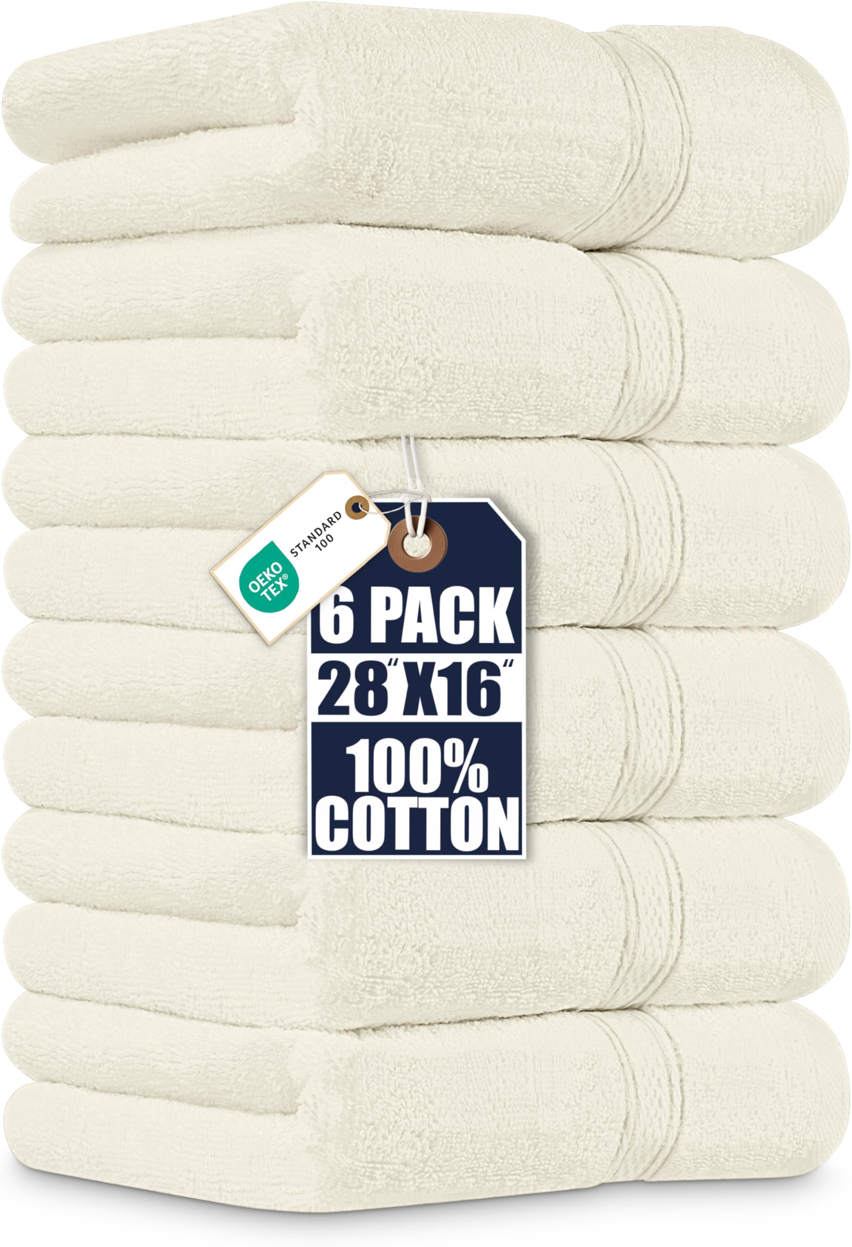Utopia Towels - Premium Hand Towels - 100% Combed Ring Spun Cotton, Ultra Soft and Highly Absorbent, Extra Large Thick Hand towels 41 x 71 cm, Hotel & Spa Quality Hand Towels (6-Pack) (Ivory)