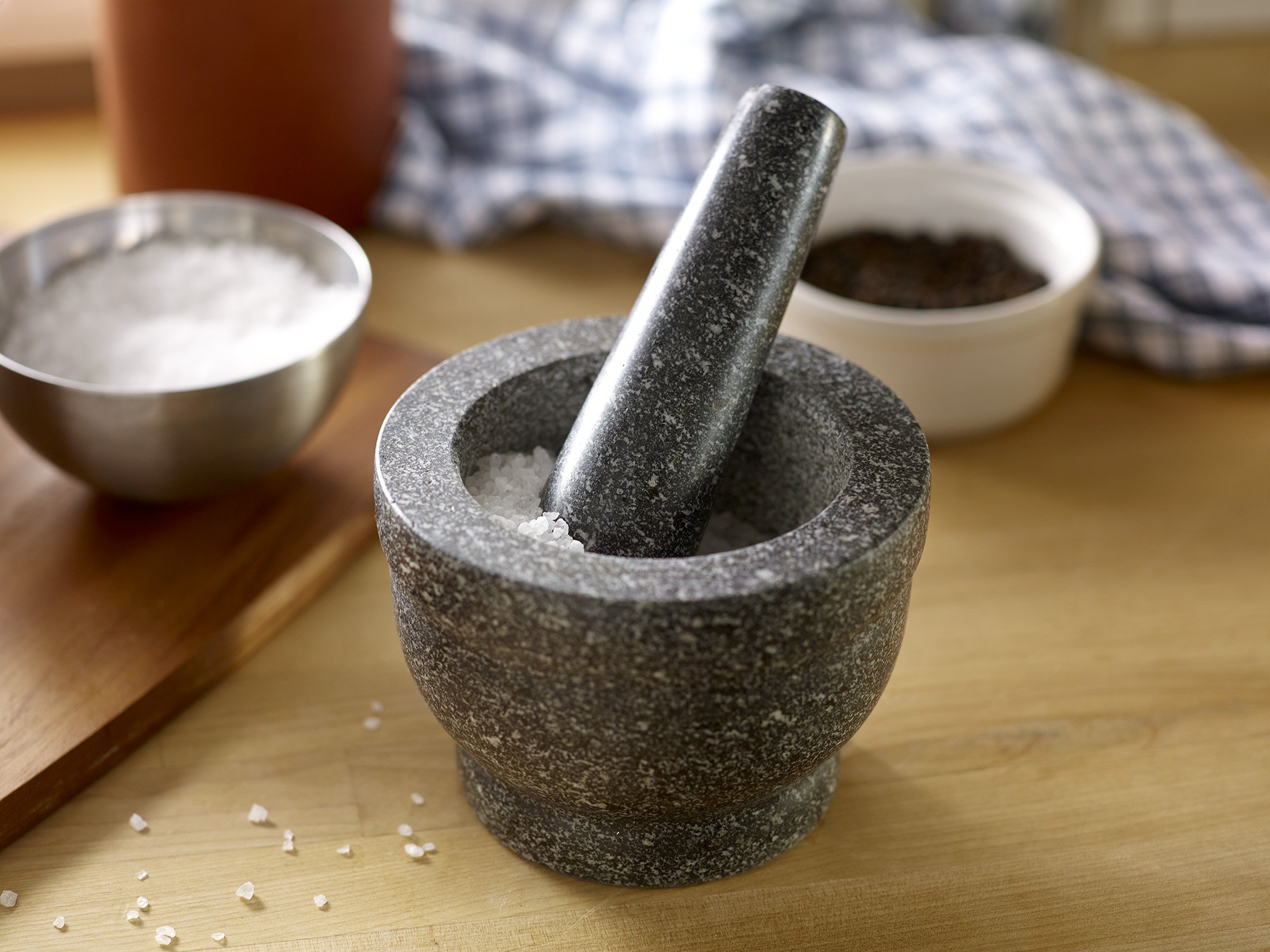 Fox Run Granite Mortar and Pestle, 5.5 x 6 x 6 inches, Black