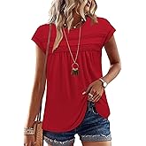 WIHOLL Womens Summer Tops Trendy 2026 Lace Crochet Cap Short Sleeve Shirts Crew Neck T Shirts Casual Loose Blouses