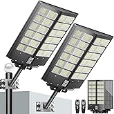 Solar Street Lights Outdoor Waterproof 9000W - LED Solar Powered Street Light Dusk to Dawn with Mention Sensor, Heavy Duty Large Outdoor Solar Lights for Parking Lot/Garden/Yard/Pathway Lighting