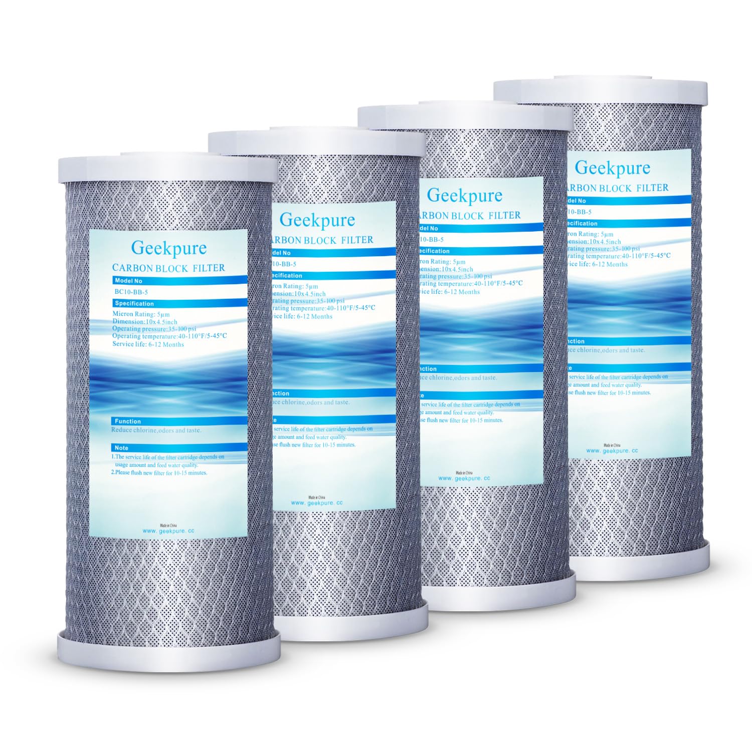 Photo 1 of 10-Inch Whole House Carbon Block Water Filter -4.5" x 10"-5 Micron- Pack 4