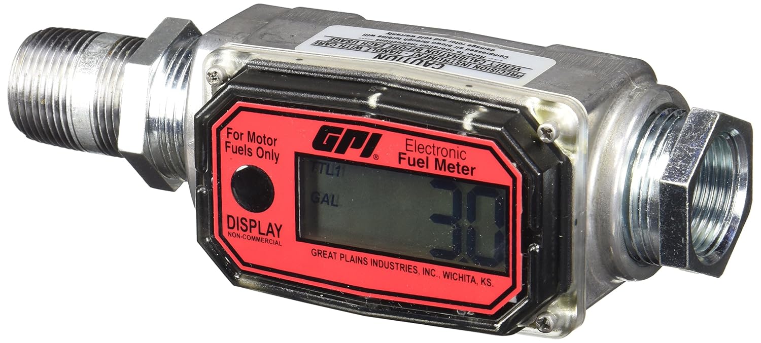 GPI 113255-1, 1" Aluminum Fuel Meter 01A31GM, 3 to 30 GPM, NPT Thread, 300 PSI