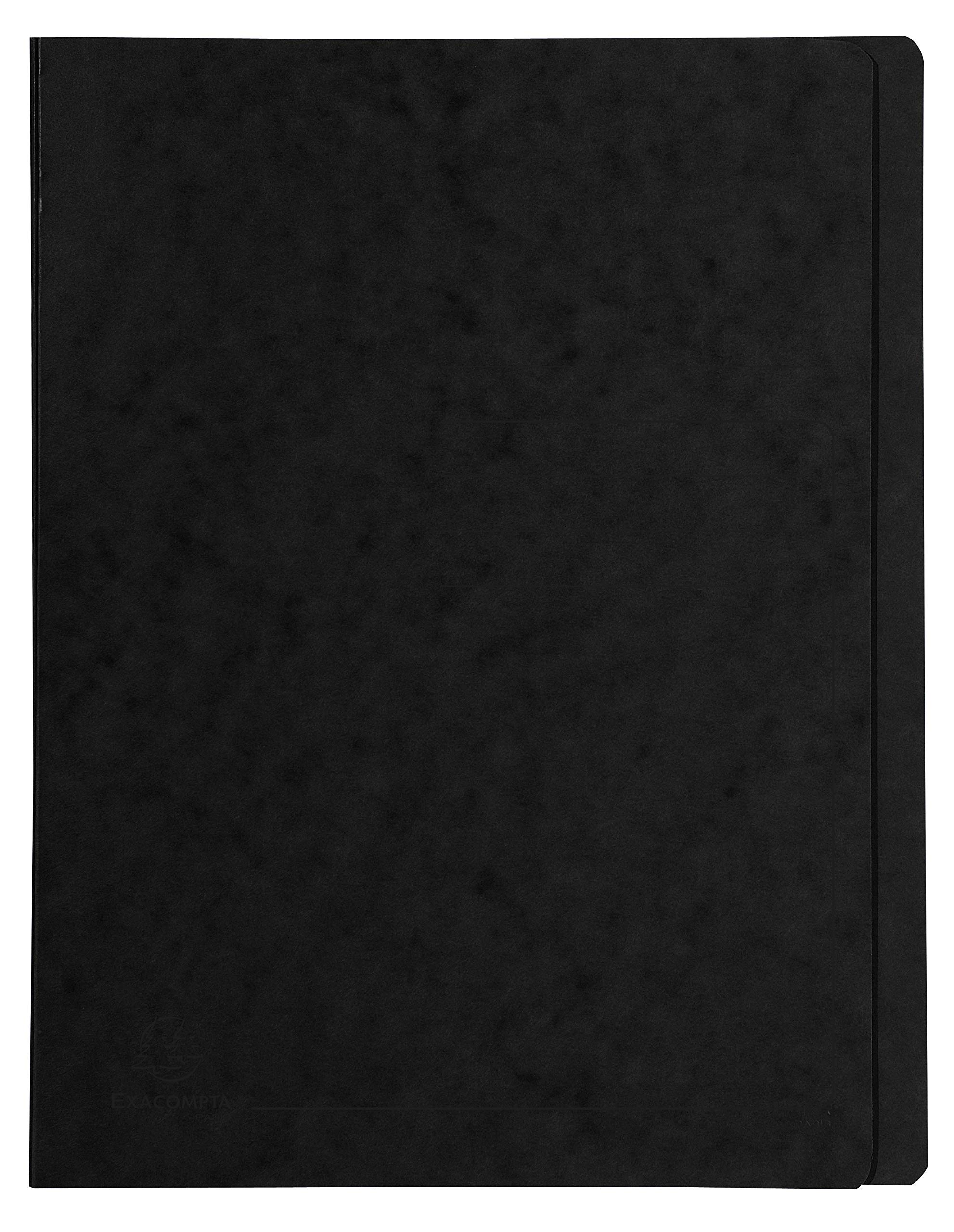 Exacompta - Ref 39991E - Flat Bar File - Suitable for A4 Documents, Pre-Printed Cover, 355gsm Heavyweight Mottled Pressboard, 30mm Spine, Metal Spring Mechanism - Black