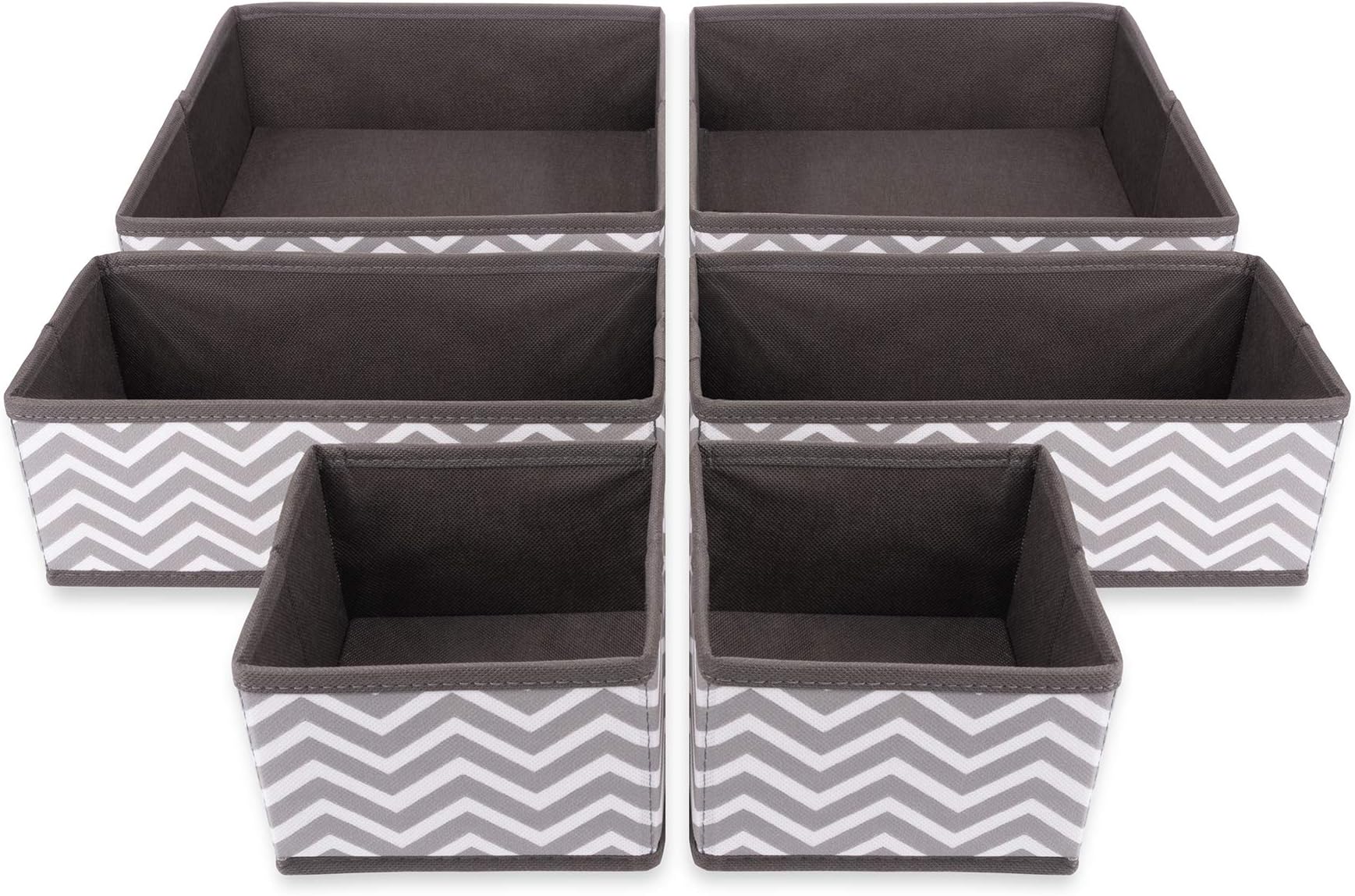 Henry and Rose ️®️ Set of 6 Drawer Organiser, Dividers, Wardrobe, Dresser, Cupboard, Drawer Dividers, Foldable Fabric Storage Box Containers for Socks, Bras, Underwear, Scarves, Ties, Grey